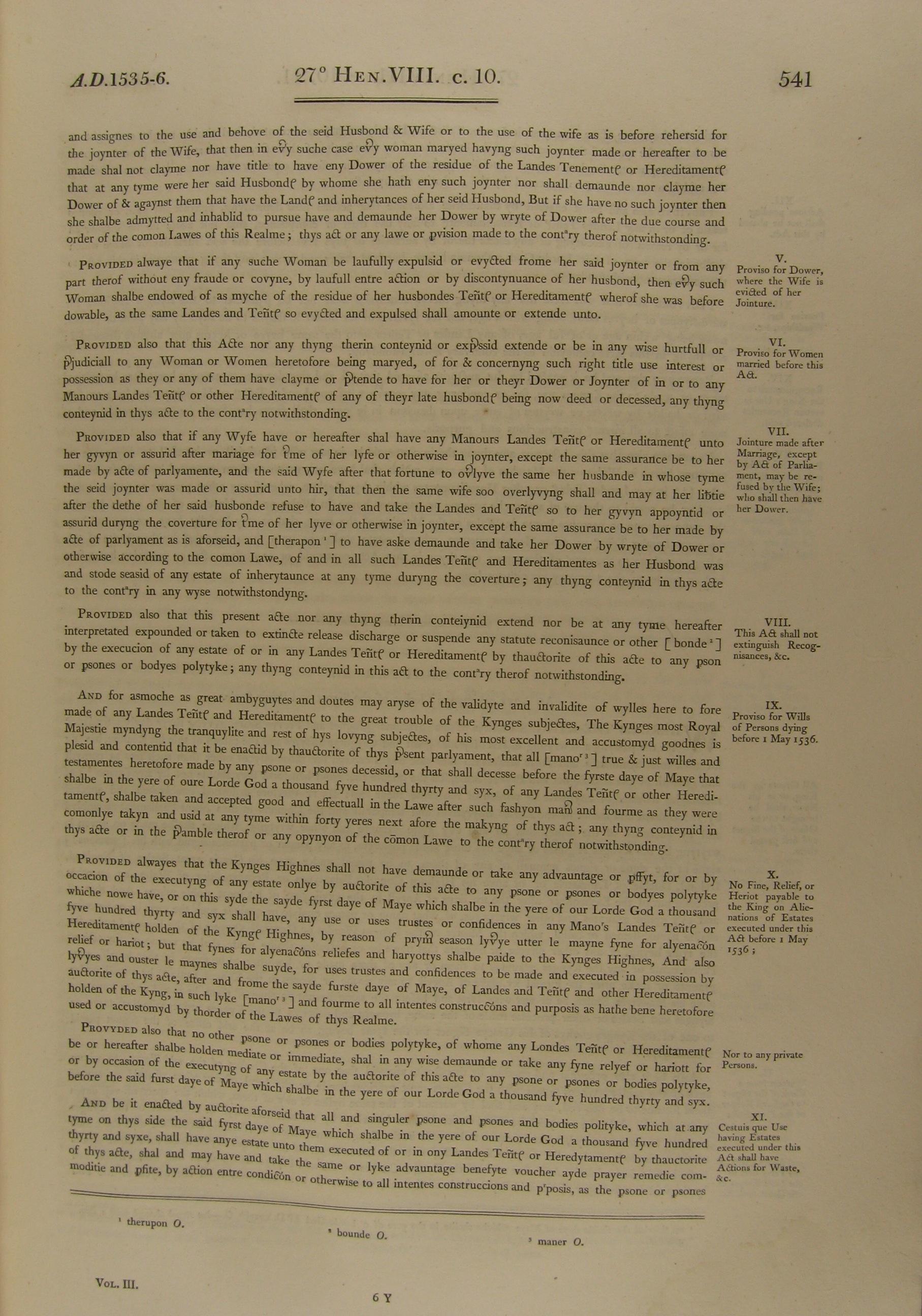 Image of 27 Henry VIII, c. 10 (page 3 of 4). Click for larger image.