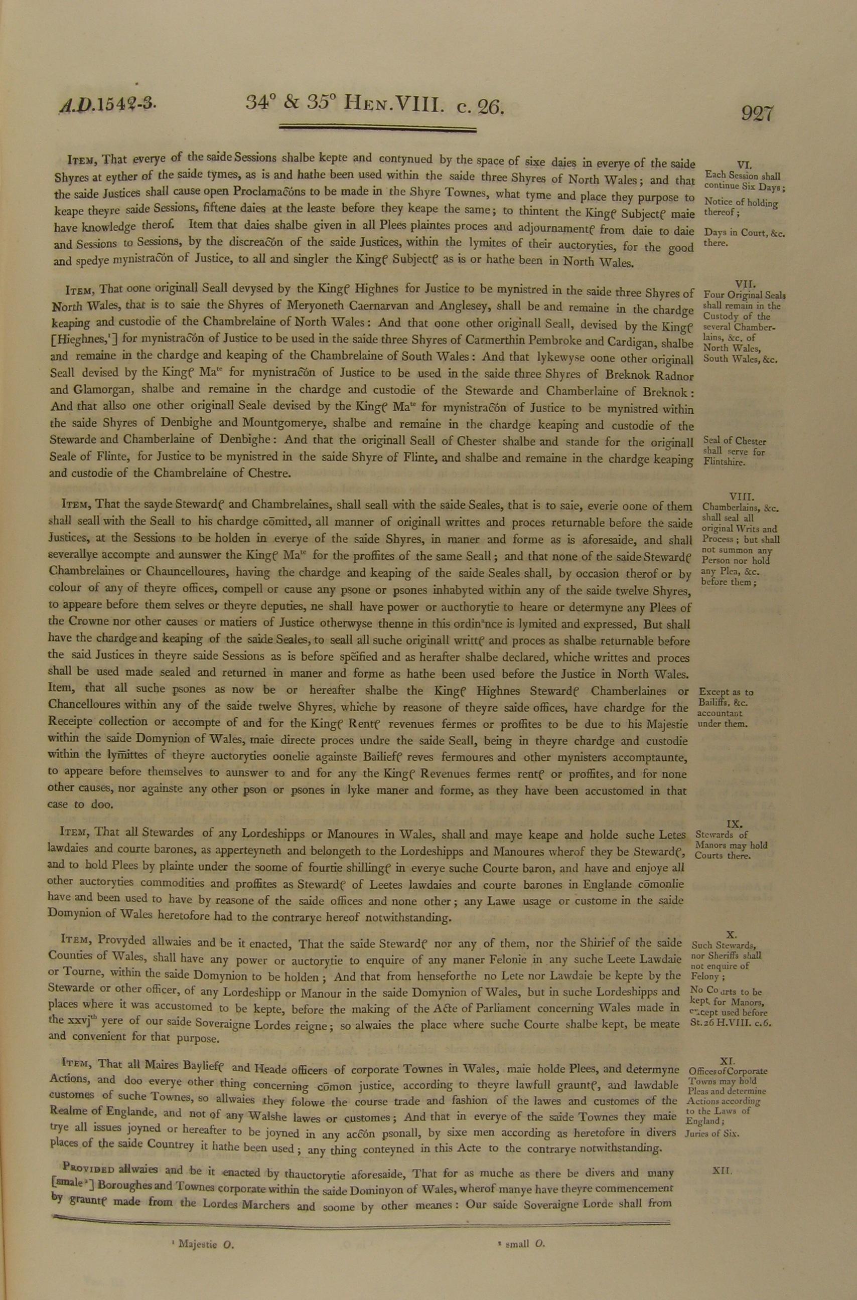 Image of 34 & 35 Henry VIII, c. 26 (page 2 of 12). Click for larger image.