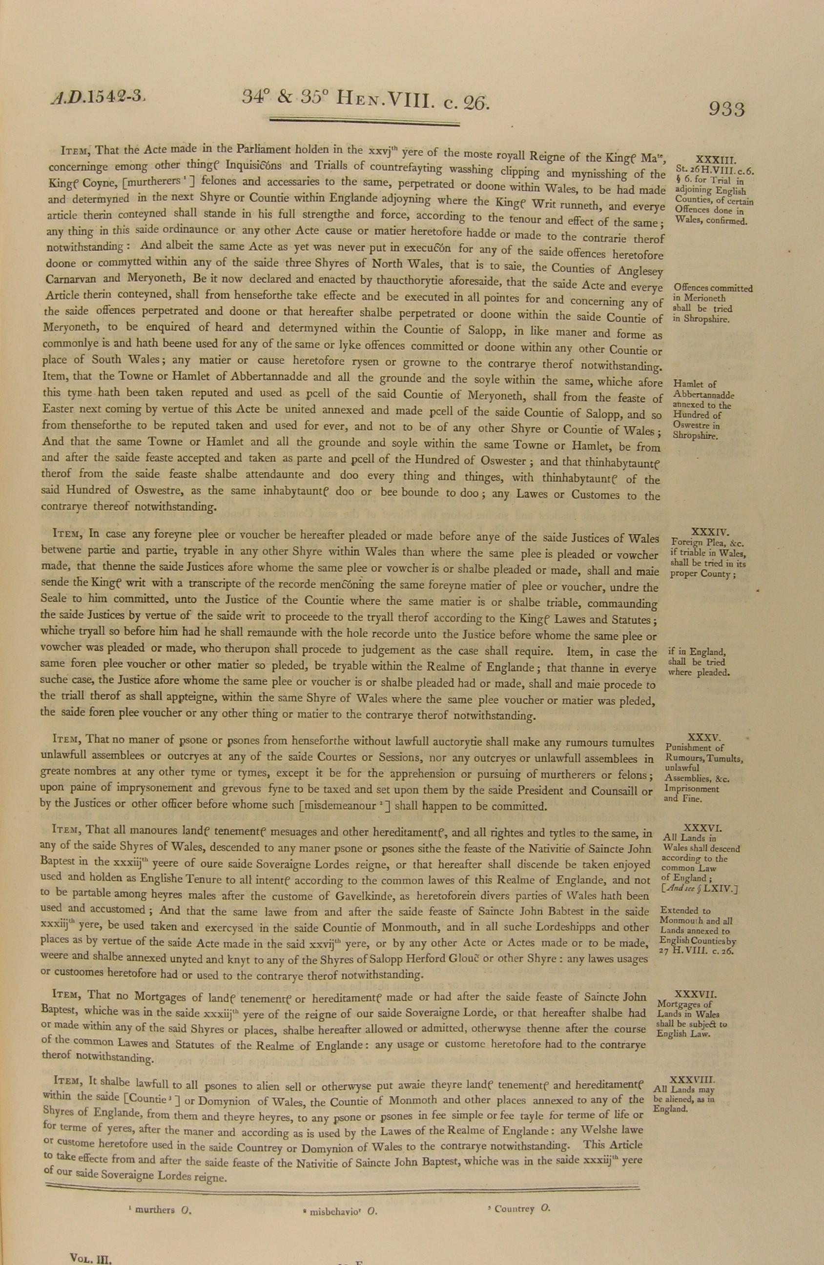 Image of 34 & 35 Henry VIII, c. 26 (page 8 of 12). Click for larger image.