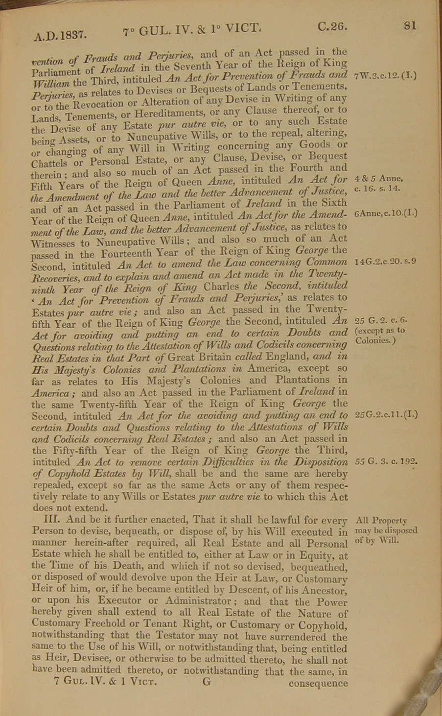 Image of 7 William IV and 1 Victoria I, c. 26 (page 2 of 9). Click for larger image.