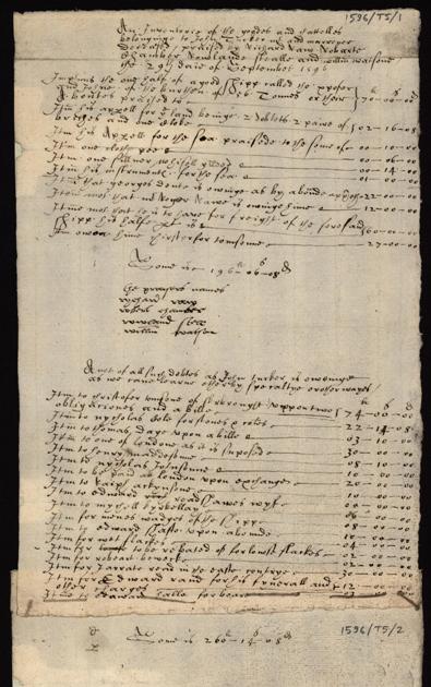 Image of the Inventory of John Tucker of Newcastle St Nicholas, master and mariner. Ref: DPRI/1/1596/T5/1