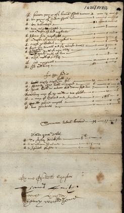 Image of the Inventory of Robert Fowberie M.A., master of Newcastle Royal Free Grammar School. Ref: DPRI/1/1622/F13/3-4