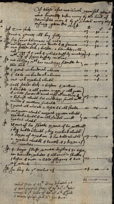 Image of the Inventory of Sir George Bowes of Wolsingham. Ref: DPRI/1/1647/B7/1