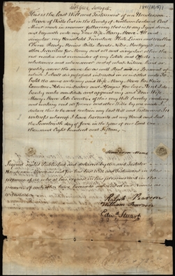 Image of the Will of Henderson Moore of High Heworth, coal miner. Ref: DPRI/1/1841/M15/1-2