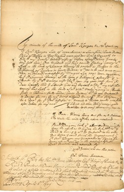 Image of the nuncupative will (page 3) of Samuel Kenyon mariner of Boston, Massachusetts and Manchester, England. Ref: MA Supreme Judicial Court Archives