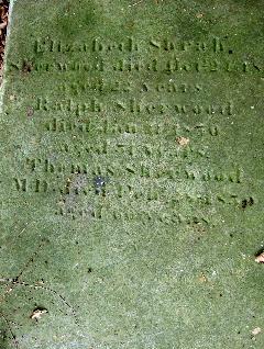 Image of the gravestone of Thomas Sherwood and his son and daughter, from Gainford churchyard.